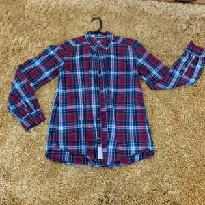 Men's Logg Plaid h&m blue and red button down shirt - sz small